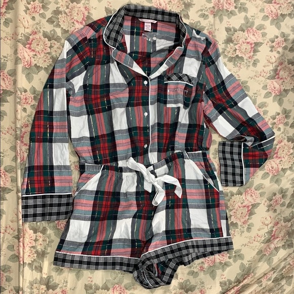 NWT Victorias Secret Plaid Button-Up Romper - Picture 2 of 5
